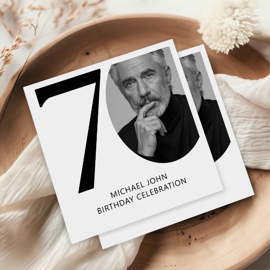 Modern zwart-wit 70e foto verjaardag servet