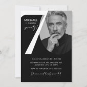 Modern zwart-wit 70e foto verjaardagsfeestje kaart (Voorkant)