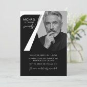 Modern zwart-wit 70e foto verjaardagsfeestje kaart (Staand voorkant)