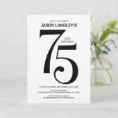 Modern zwart-wit 75e verjaardagsfeest kaart (Staand voorkant)