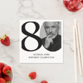 Modern zwart-wit 80e foto verjaardag servet (Insitu)
