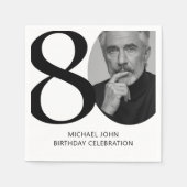 Modern zwart-wit 80e foto verjaardag servet (Voorkant)