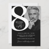 Modern zwart-wit 80e foto verjaardagsfeestje kaart (Voorkant)