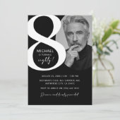 Modern zwart-wit 80e foto verjaardagsfeestje kaart (Staand voorkant)