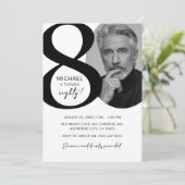 Modern zwart-wit 80e foto verjaardagsfeestje kaart (Staand voorkant)