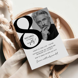 Modern zwart-wit 80e foto verjaardagsfeestje kaart