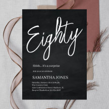 Modern Zwart-wit 80ste verjaardagsfeestje