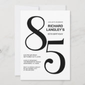 Modern zwart-wit 85ste verjaardagsfeest kaart (Voorkant)