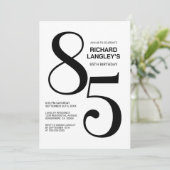 Modern zwart-wit 85ste verjaardagsfeest kaart (Staand voorkant)