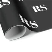 Modern zwart-wit aangepast initiaal monogram patro cadeaupapier (Rol Hoek)