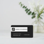 Modern zwart-wit aangepast logo visitekaartje (Staand voorkant)