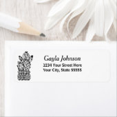 Modern Zwart Wit Aangepast Script Cactus Adres Etiket (Insitu)