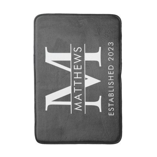 Modern zwart-wit, aangepaste monogram voor zwart-w badmat (Voorkant Verticaal)