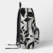 Modern Zwart-wit Abstract Bloemen Bedrukte Rugzak (Links)