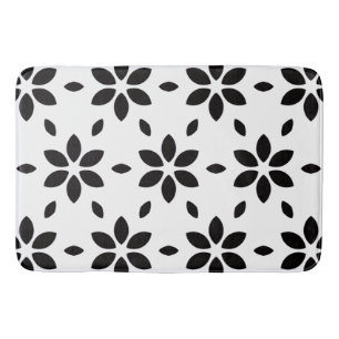 Modern zwart-wit abstract bloemmotief  badmat