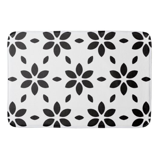 Modern zwart-wit abstract bloemmotief badmat (Voorkant)