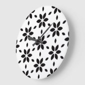 Modern zwart-wit abstract bloemmotief grote klok (Hoek)