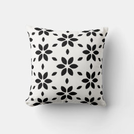 Modern zwart-wit abstract bloemmotief kussen