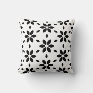 Modern zwart-wit abstract bloemmotief  kussen