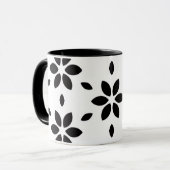 Modern zwart-wit abstract bloemmotief  mok (Voorkant links)