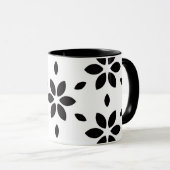Modern zwart-wit abstract bloemmotief  mok (Voorkant rechts)