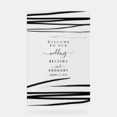 Modern zwart wit Abstract bruiloft welkom Acryl Bord (Voorkant)