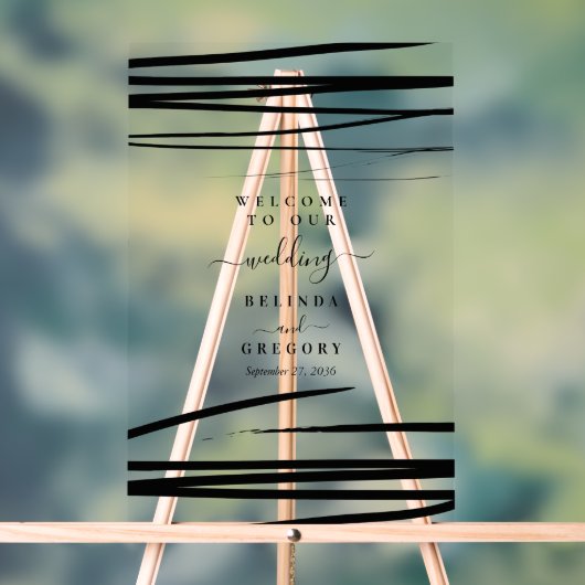 Modern zwart wit Abstract bruiloft welkom Acryl Bord (Neutraal)