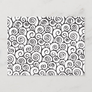 Modern zwart-wit Abstract cirkelpatroon Briefkaart