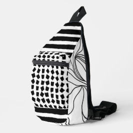 "Modern zwart & wit Abstract" gesneden naaizak Sling Bag