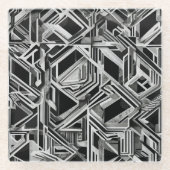 Modern zwart-wit Abstract Glazen Onderzetter (Voorkant)