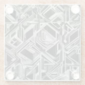 Modern zwart-wit Abstract Glazen Onderzetter (Achterkant)