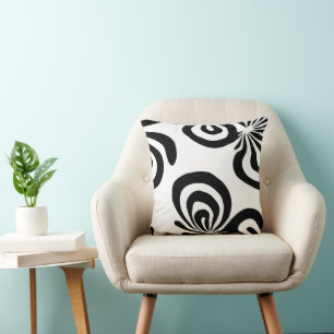 Modern zwart wit Abstract golvend patroon Kussen