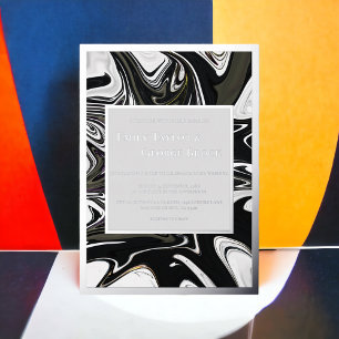 Modern zwart-wit Abstract minimalistisch huwelijk Folie Uitnodiging