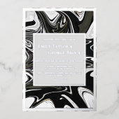 Modern zwart-wit Abstract minimalistisch huwelijk Folie Uitnodiging (Voorkant)