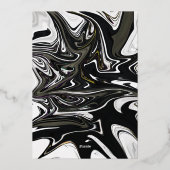 Modern zwart-wit Abstract minimalistisch huwelijk Folie Uitnodiging (Achterkant)