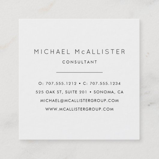 Modern zwart-wit Abstract monogram Vierkante Visitekaartje (Achterkant)