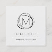 Modern zwart-wit Abstract monogram Vierkante Visitekaartje (Voorkant)