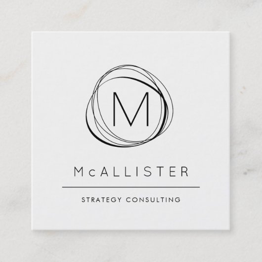 Modern zwart-wit Abstract monogram Vierkante Visitekaartje (Voorkant)