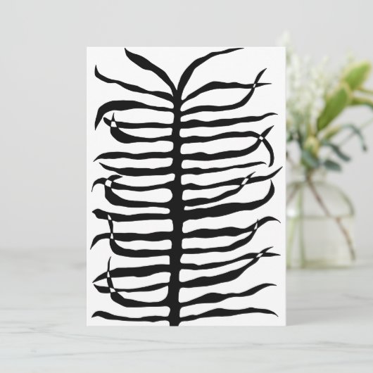 Modern Zwart Wit Abstract Palmschijfje Tropisch Save The Date (Staand voorkant)