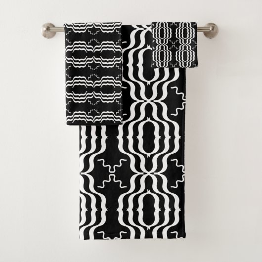 Modern zwart-wit abstract patroon bad handdoek (Insitu)