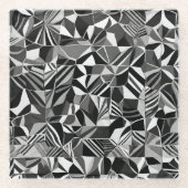 Modern zwart-wit Abstract patroon Glazen Onderzetter (Voorkant)