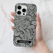 Modern zwart-wit Abstract patroon met naam Case-Mate iPhone Case