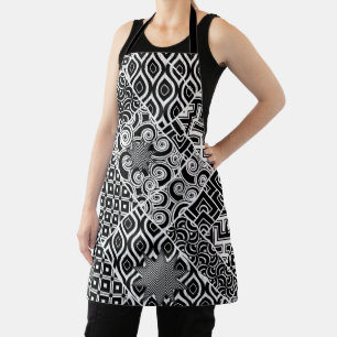 Modern zwart-wit abstract patroon schort