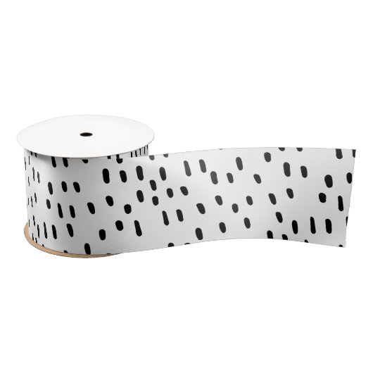 Modern zwart-wit Abstract puntpatroon trendy Satijnen Lint (Spoel)