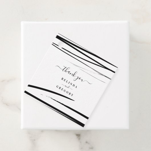 Modern Zwart Wit Abstract QR Code Wedding Bedankjes Labels (In situ)