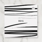 Modern Zwart Wit Abstract QR Code Wedding Bedankjes Labels (Achterkant)