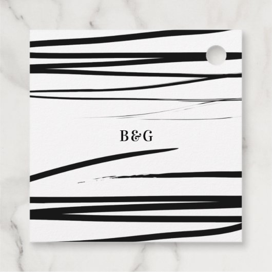 Modern Zwart Wit Abstract QR Code Wedding Bedankjes Labels (Achterkant)