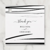 Modern Zwart Wit Abstract QR Code Wedding Bedankjes Labels (Voorkant)