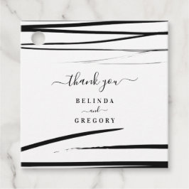 Modern Zwart Wit Abstract QR Code Wedding Bedankjes Labels