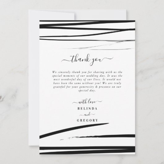 Modern Zwart Wit Abstract QR Code Wedding Bedankkaart (Voorkant)